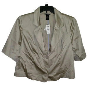 Womens Lane Bryant Cropped Short Sleeve Beige Jacket New NWT Plus Size 24
